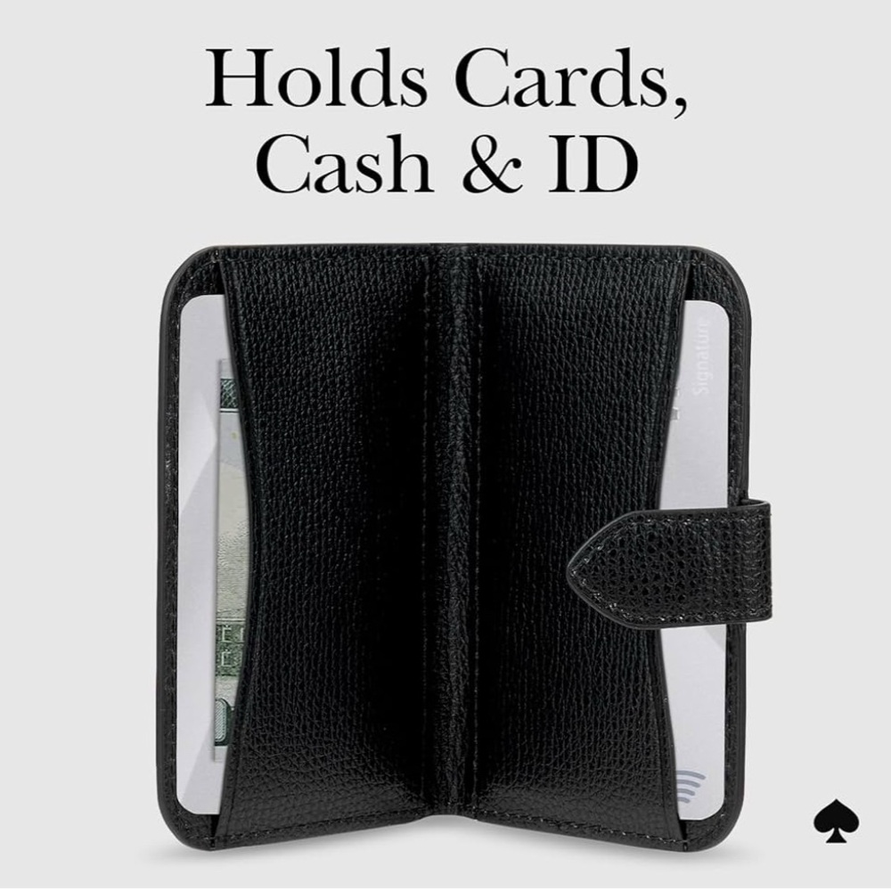 Kate Spade Magnetic Safiano Leather Black Phone Wallet Case - Picture 6 of 8